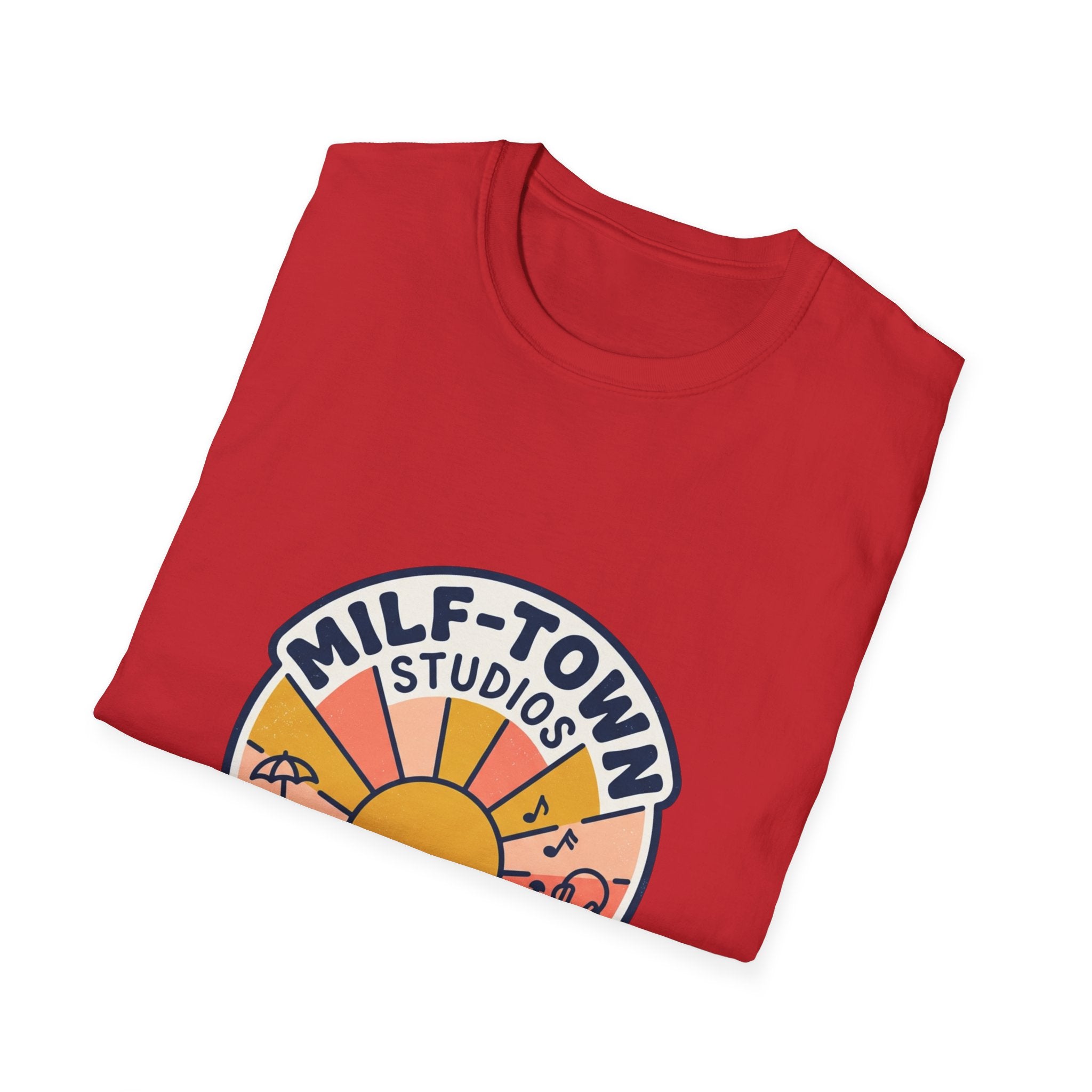 MILF-TOWN STUDIOS Coastal Sunset Tee – Retro Podcast & Creator Lifestyle Graphic Shirt