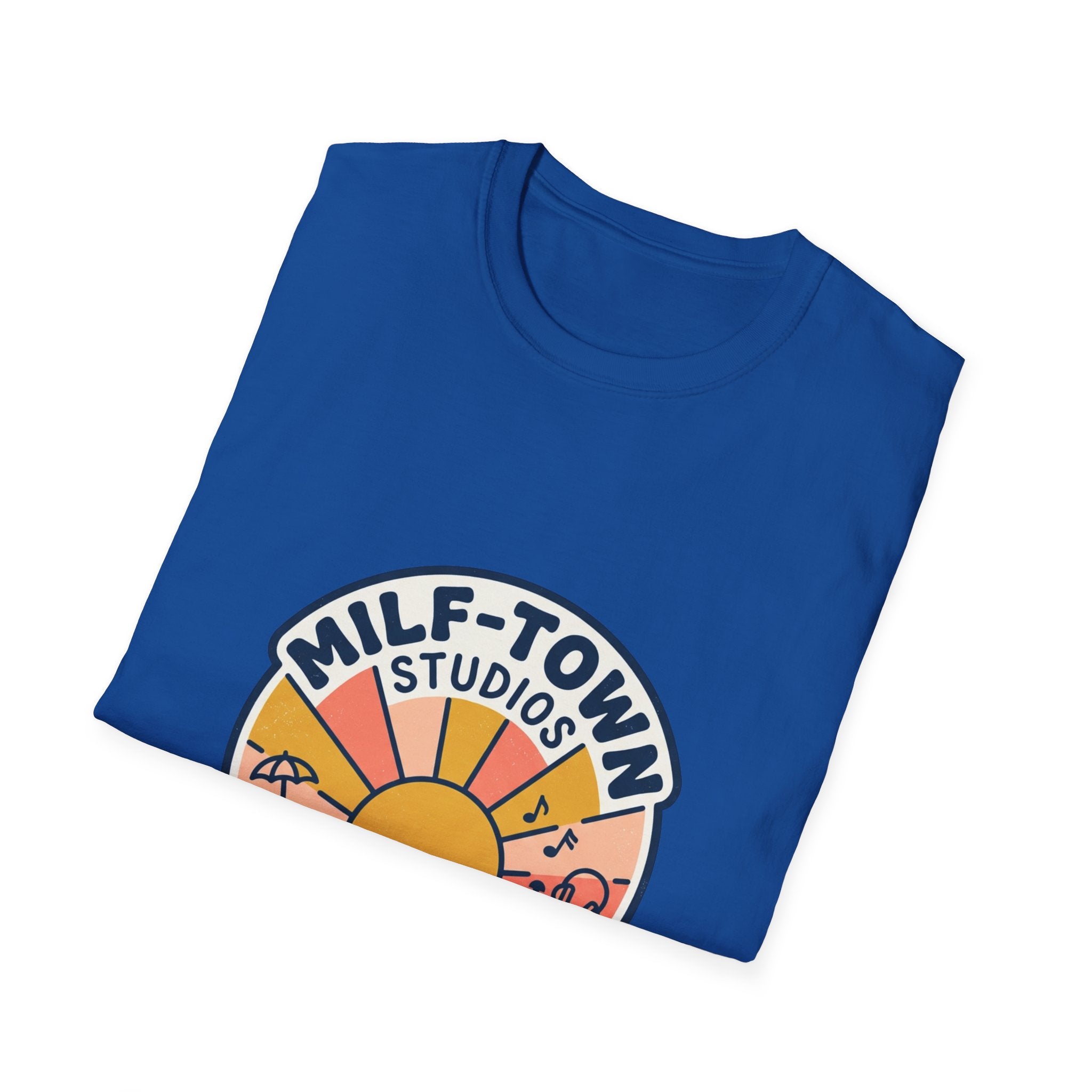 MILF-TOWN STUDIOS Coastal Sunset Tee – Retro Podcast & Creator Lifestyle Graphic Shirt