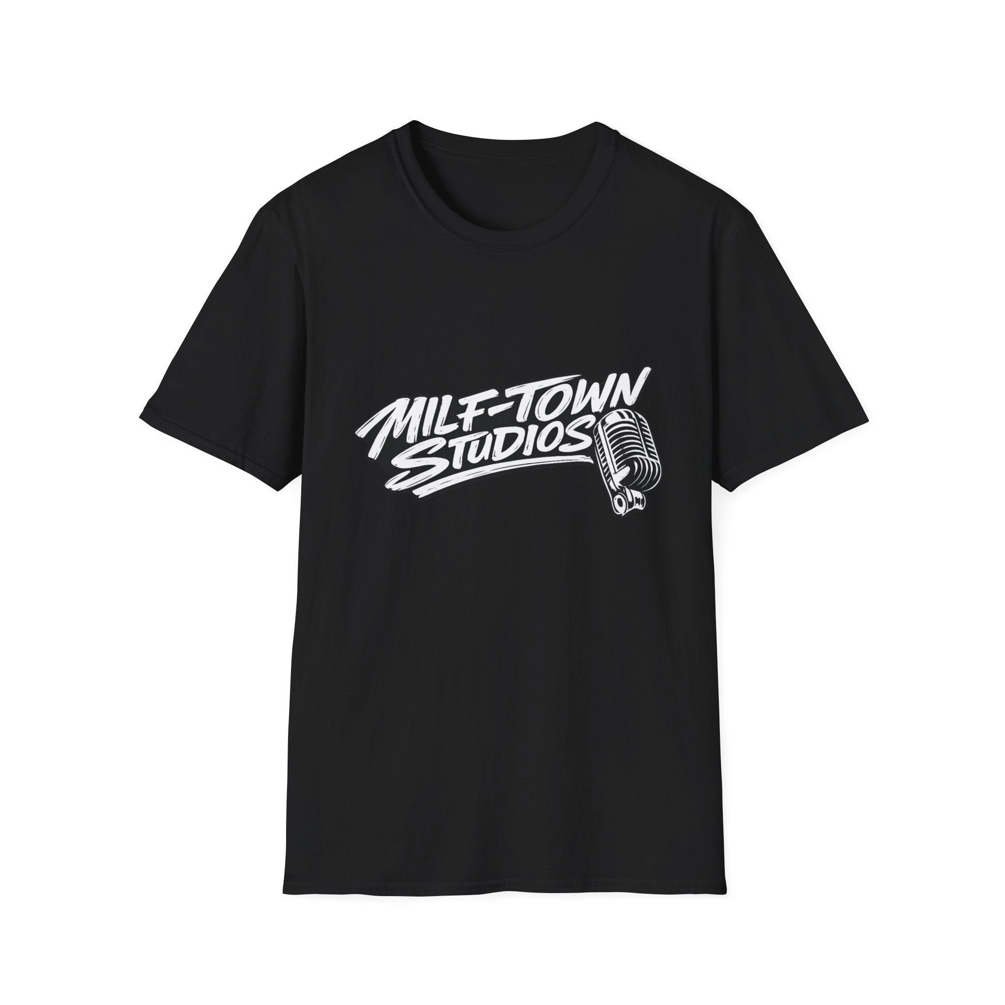 MILF-TOWN STUDIOS Vintage Mic Graphic Tee – Retro Audio, Podcast & Creator Streetwear Shirt