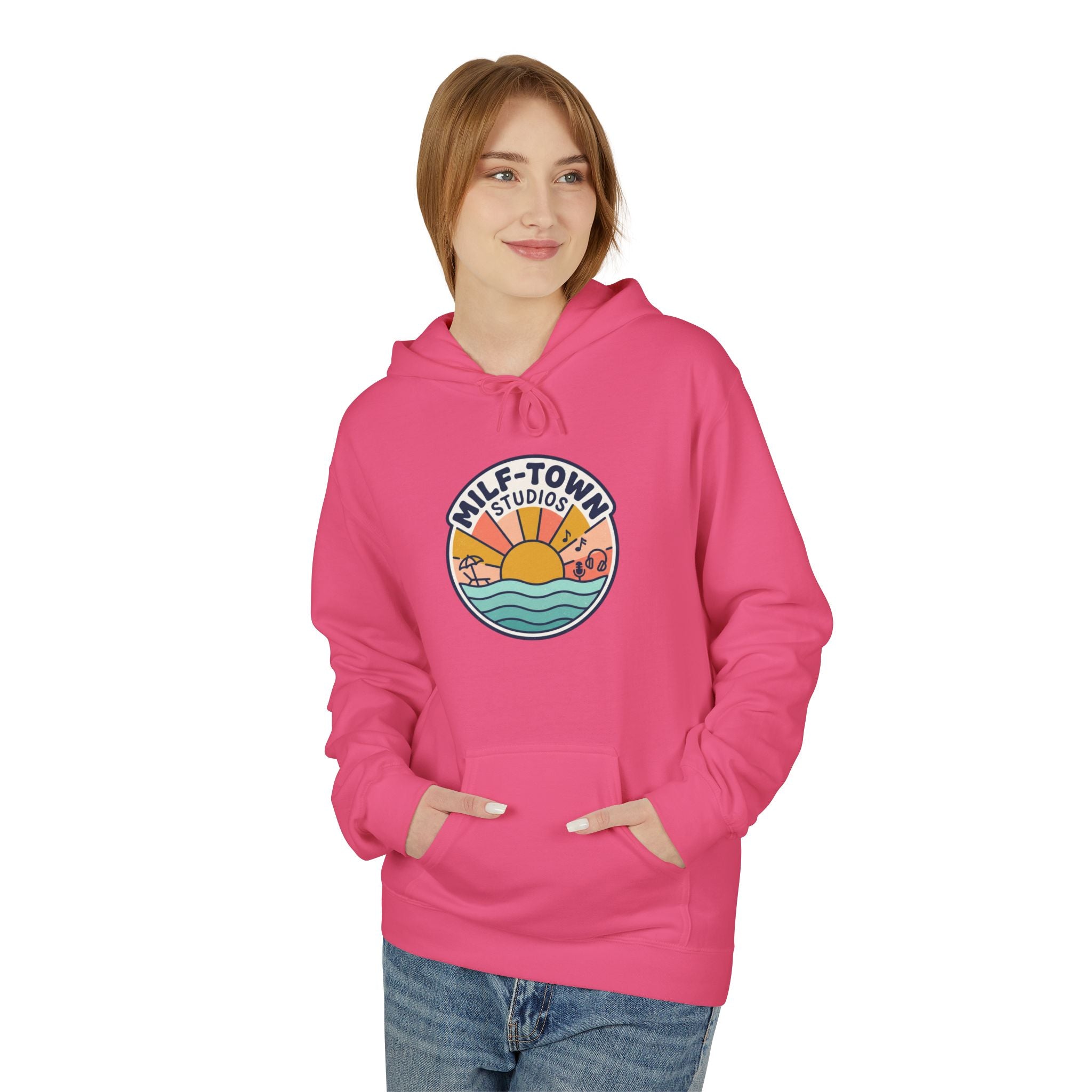 MILF-TOWN STUDIOS Coastal Sunset Hoodie – Retro Creator Lifestyle Pullover