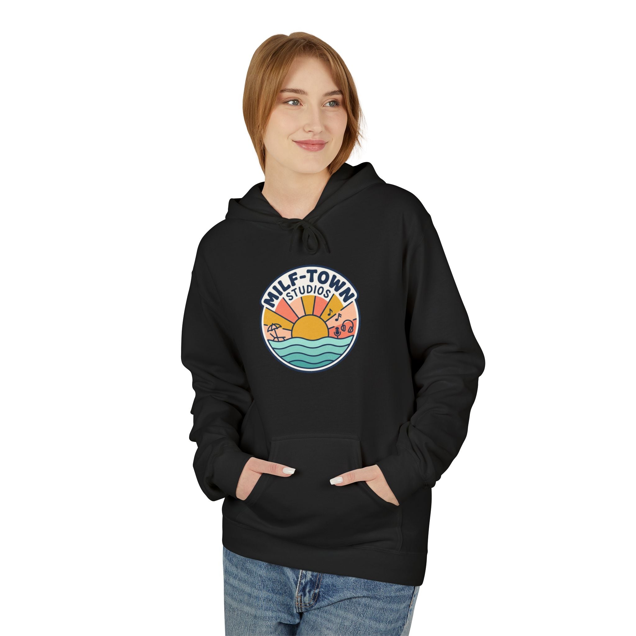 MILF-TOWN STUDIOS Coastal Sunset Hoodie – Retro Creator Lifestyle Pullover