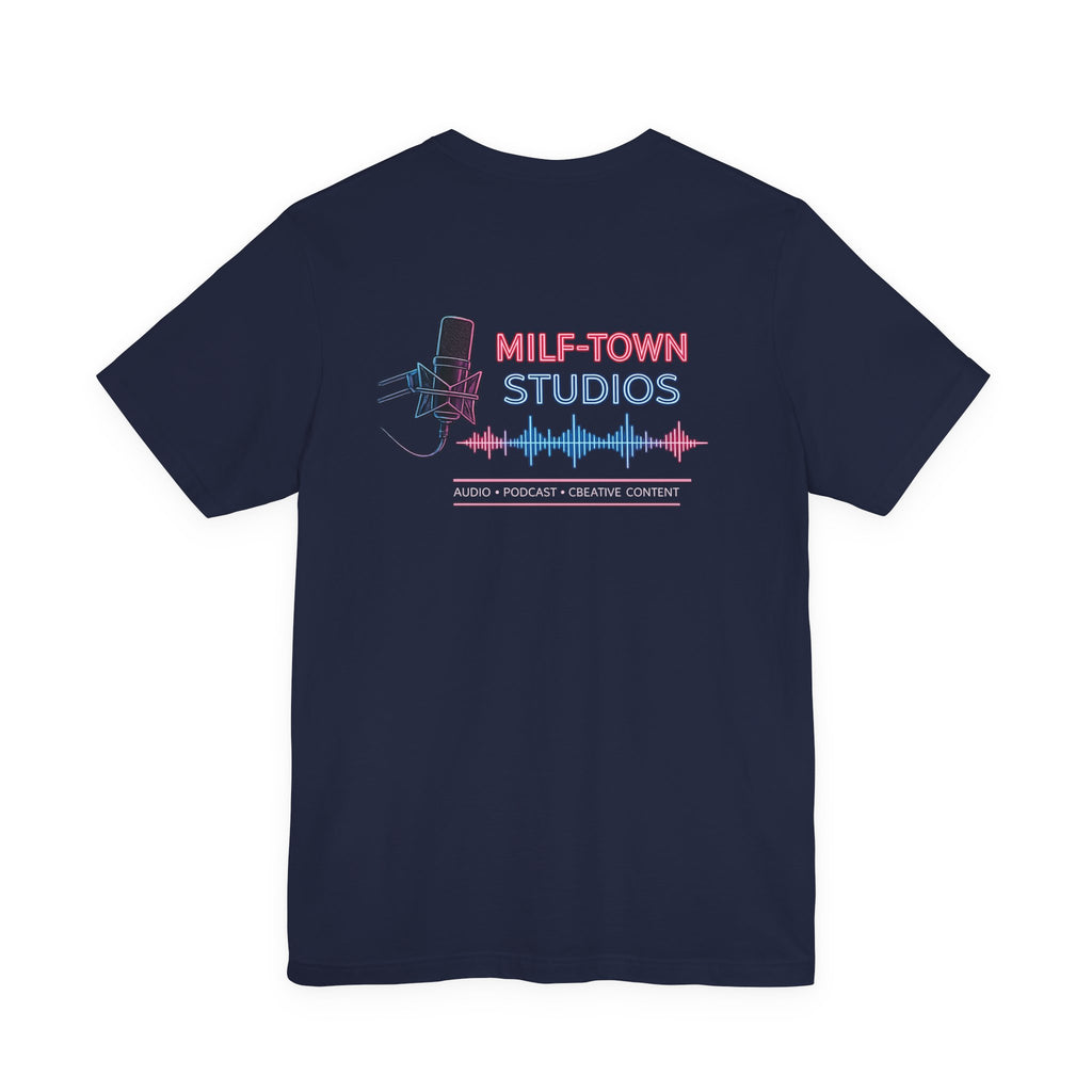 MILF-TOWN STUDIOS Neon Audio Wave Tee – Podcast & Creative Content Streetwear Shirt