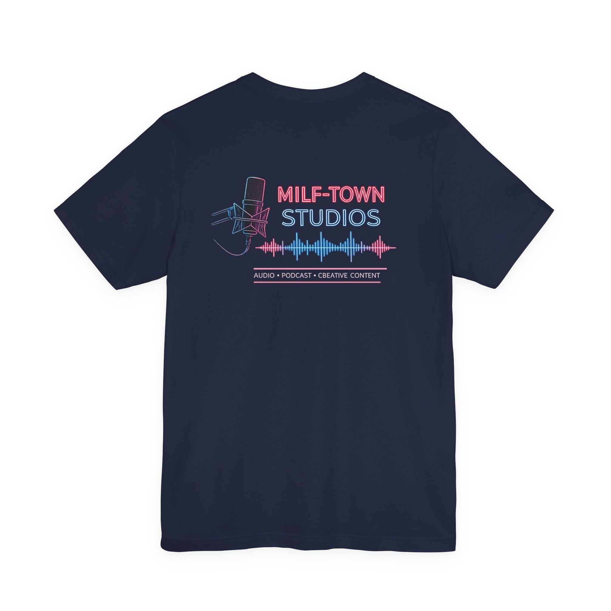 MILF-TOWN STUDIOS Neon Audio Wave Tee – Podcast & Creative Content Streetwear Shirt