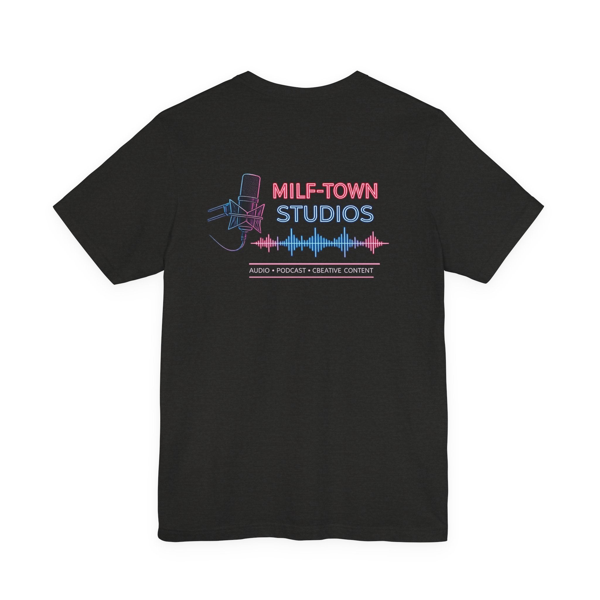MILF-TOWN STUDIOS Neon Audio Wave Tee – Podcast & Creative Content Streetwear Shirt