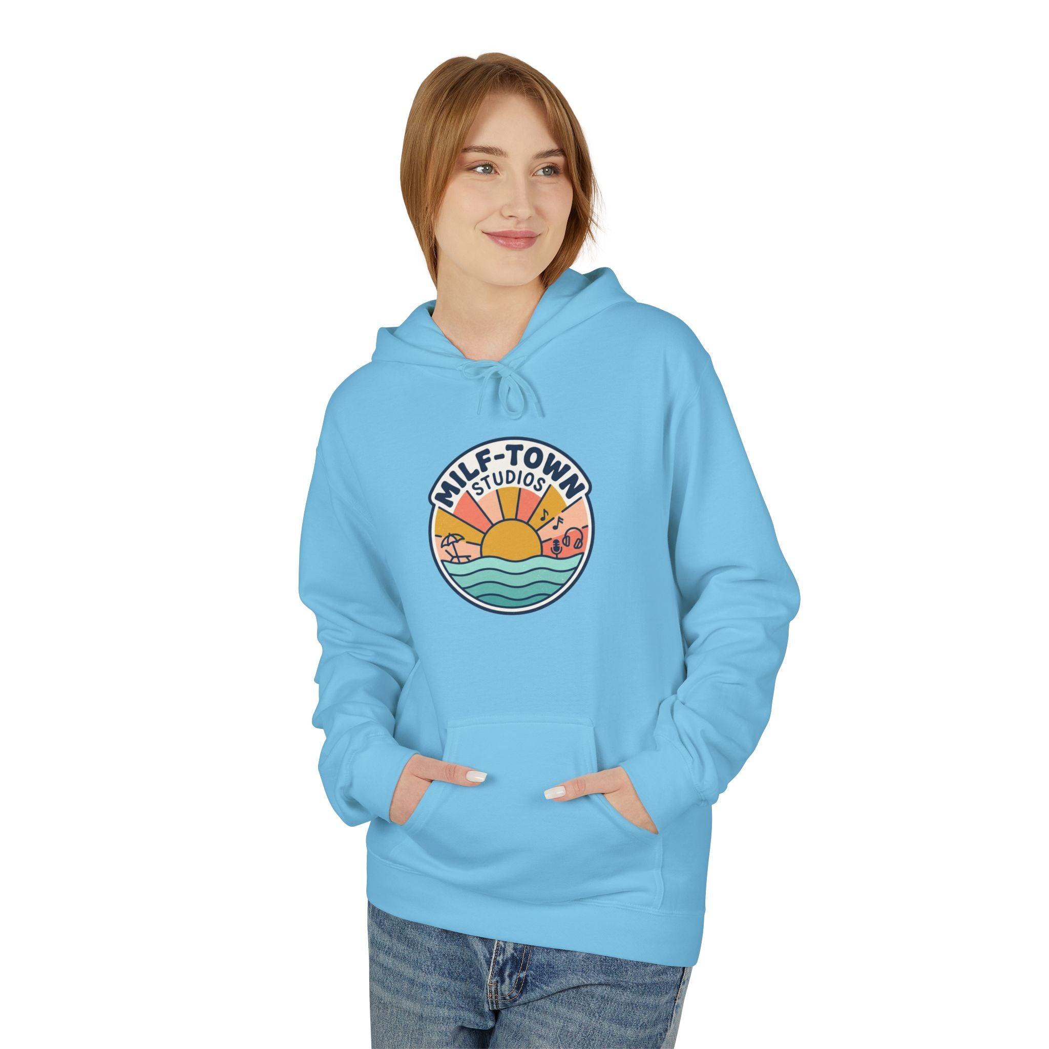 MILF-TOWN STUDIOS Coastal Sunset Hoodie – Retro Creator Lifestyle Pullover