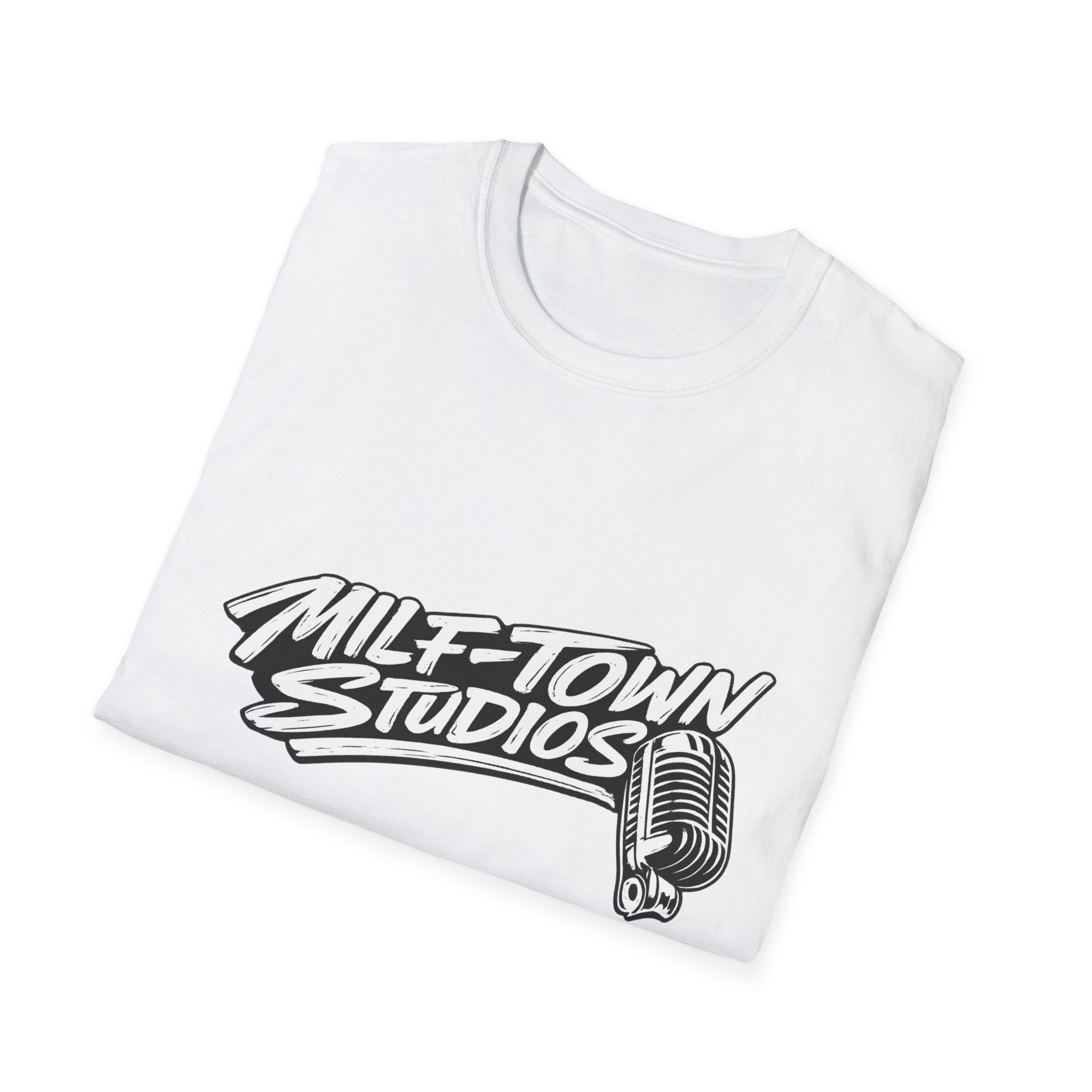 MILF-TOWN STUDIOS Vintage Mic Graphic Tee – Retro Audio, Podcast & Creator Streetwear Shirt