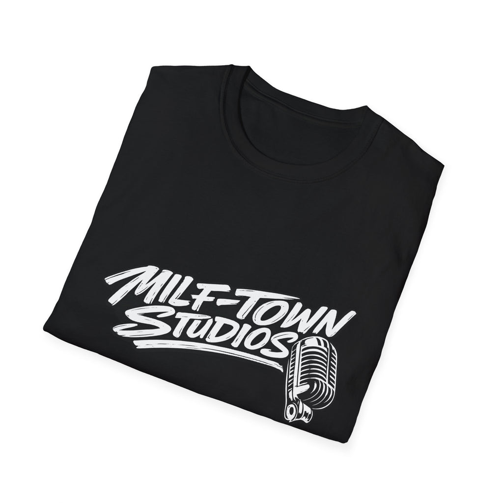MILF-TOWN STUDIOS Vintage Mic Graphic Tee – Retro Audio, Podcast & Creator Streetwear Shirt