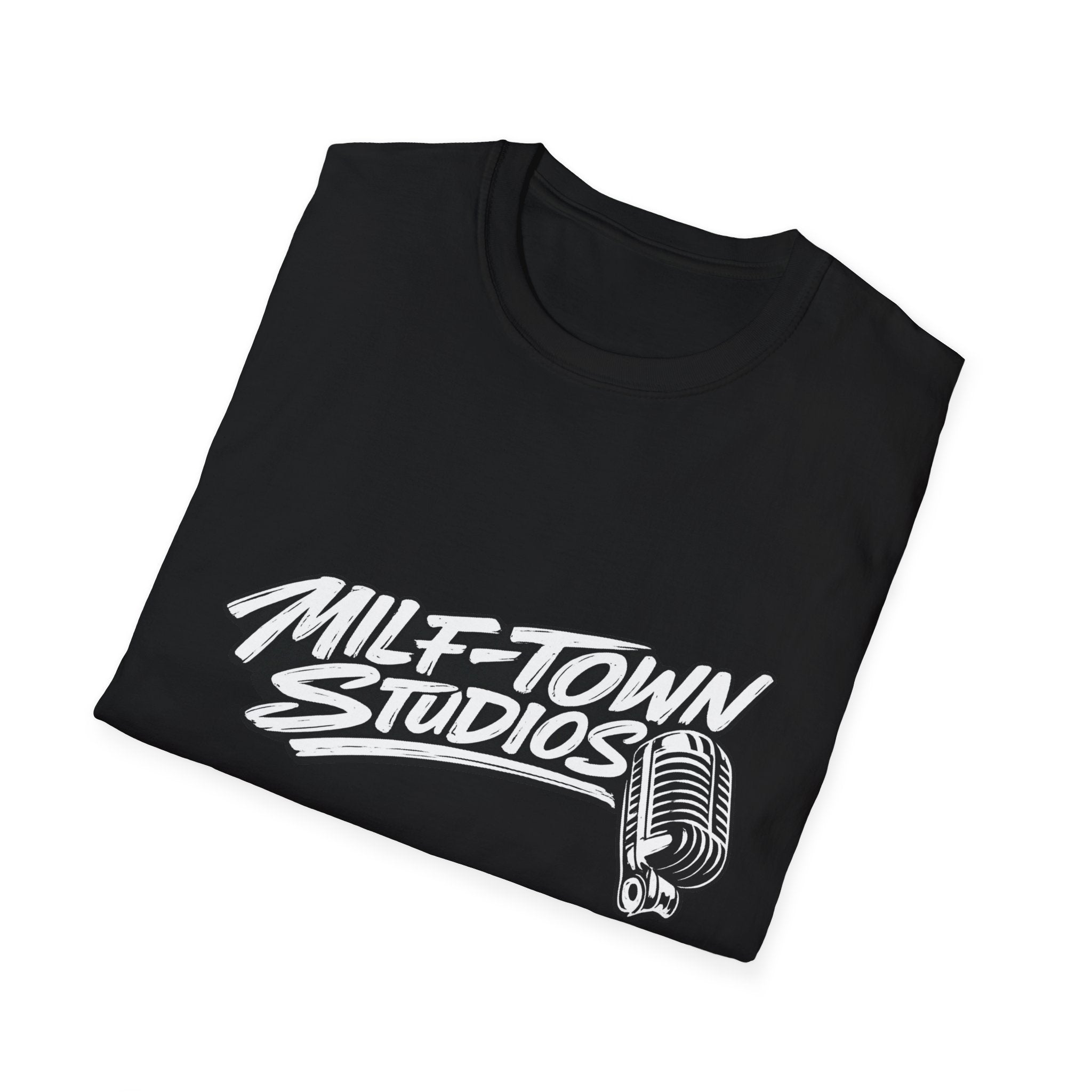 MILF-TOWN STUDIOS Vintage Mic Graphic Tee – Retro Audio, Podcast & Creator Streetwear Shirt