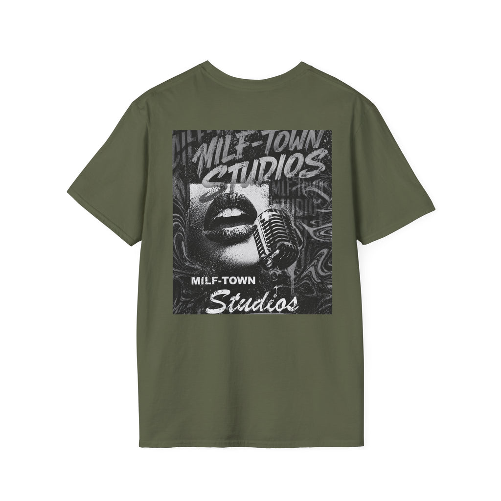 MILF-TOWN STUDIOS Vintage Mic Graphic Tee – Retro Audio, Podcast & Creator Streetwear Shirt