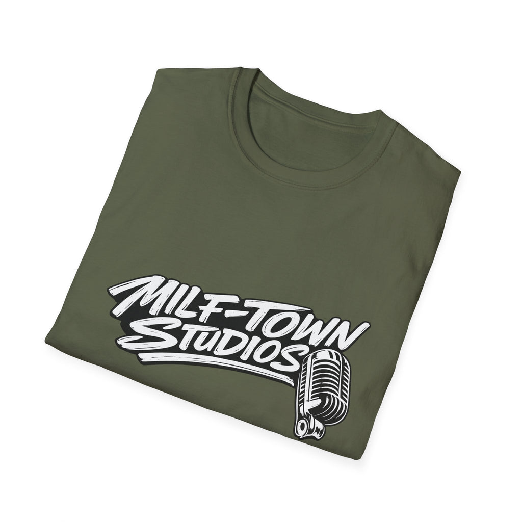 MILF-TOWN STUDIOS Vintage Mic Graphic Tee – Retro Audio, Podcast & Creator Streetwear Shirt