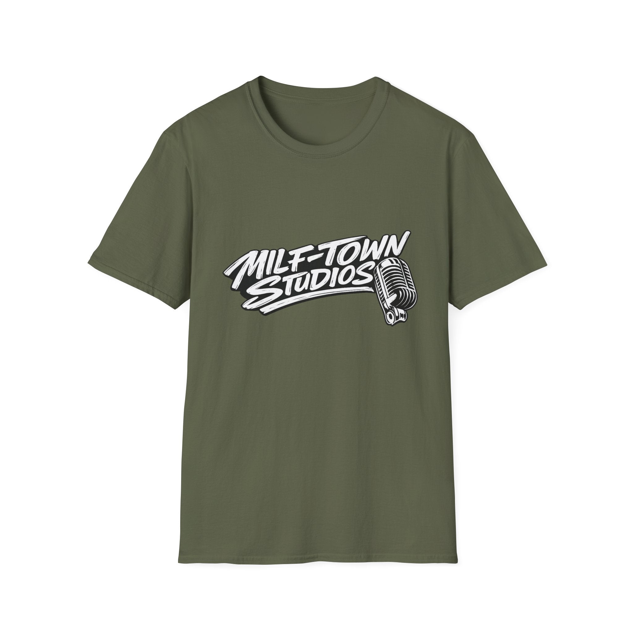 MILF-TOWN STUDIOS Vintage Mic Graphic Tee – Retro Audio, Podcast & Creator Streetwear Shirt