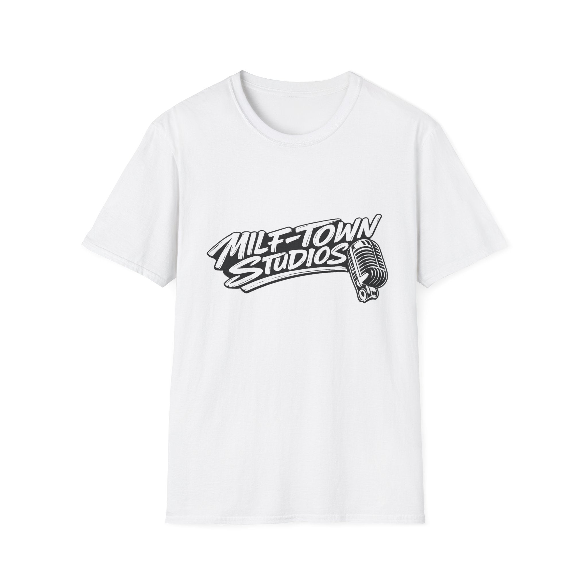 MILF-TOWN STUDIOS Vintage Mic Graphic Tee – Retro Audio, Podcast & Creator Streetwear Shirt